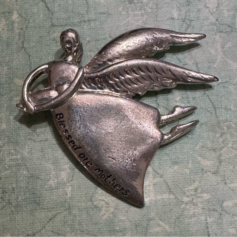 BLESSED ARE MOTHERS ANGEL PIN BROOCH